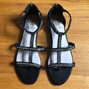 Vince Camuto flat sandals. Black with beading